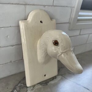 Vintage ceramic duck goose wall hook decor